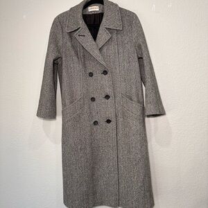 Charles Klein Wool Blend Women's Charcoal Double-Breasted Trench Coat